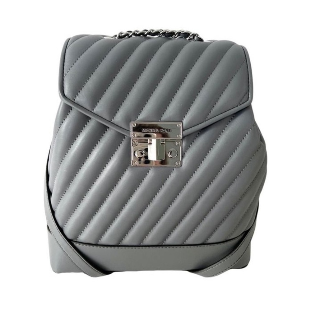 Michael Kors Rose Quilted Chain Grey Sleek Backpack